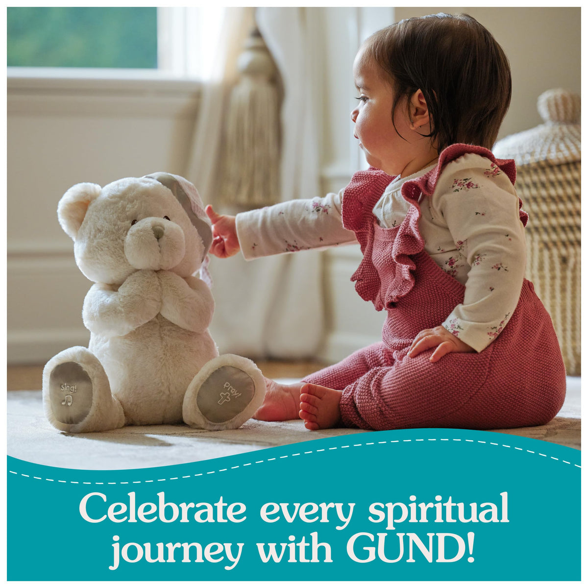 GUND striped satin-lined pajama hat adds a charming touch.