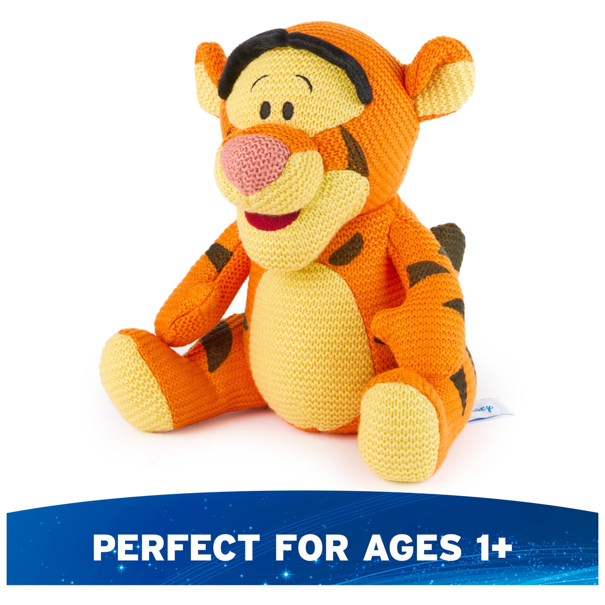 GUND Tigger knit plush mitten-paws provide tactile play and comforting grip.