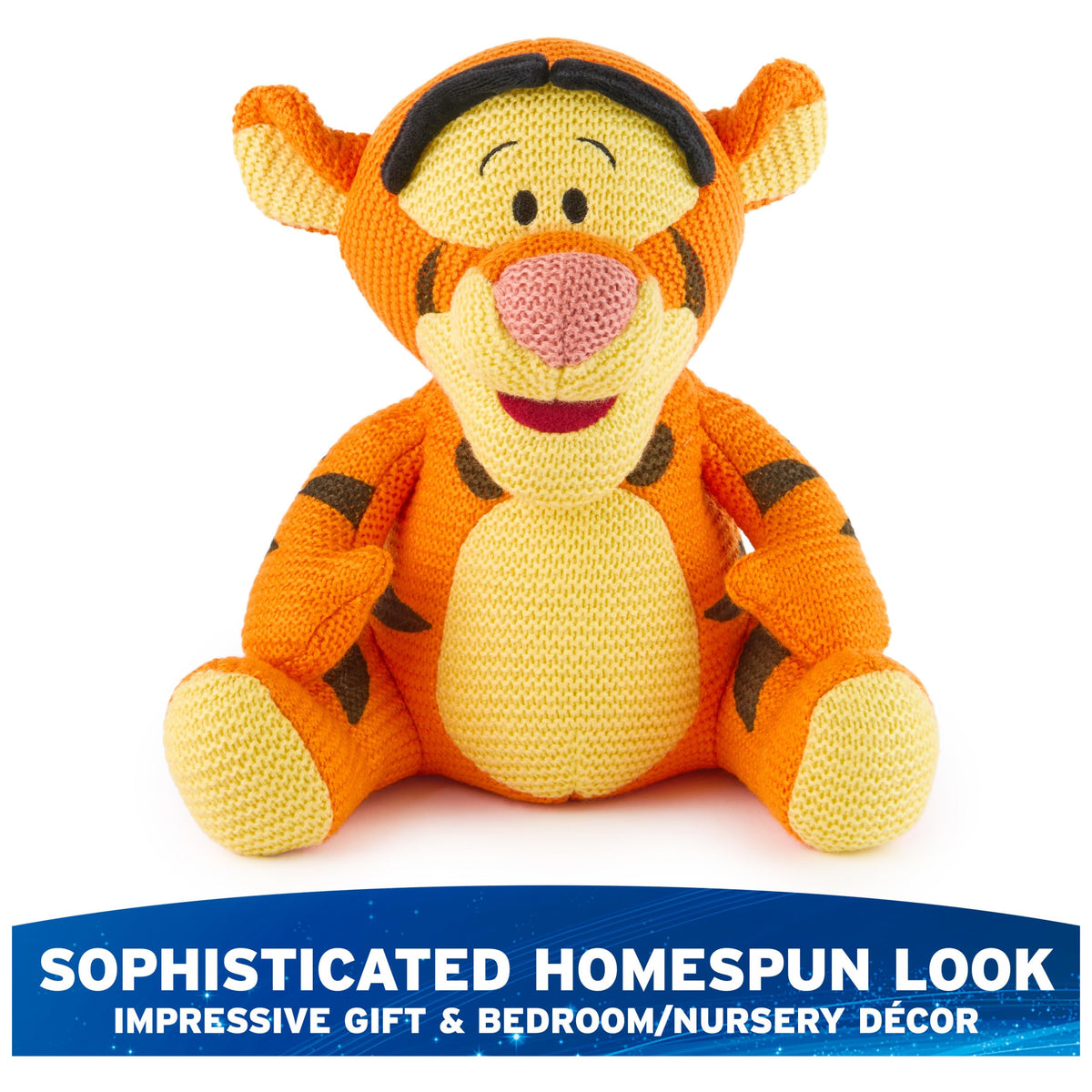 GUND Tigger knit plush with orange stripes adds a cozy display touch.