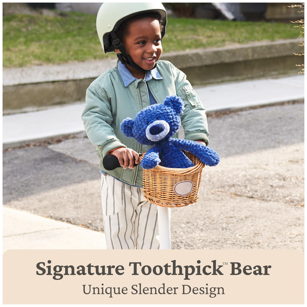 GUND Toothpick Ripple corduroy nose adds tactile contrast during play.