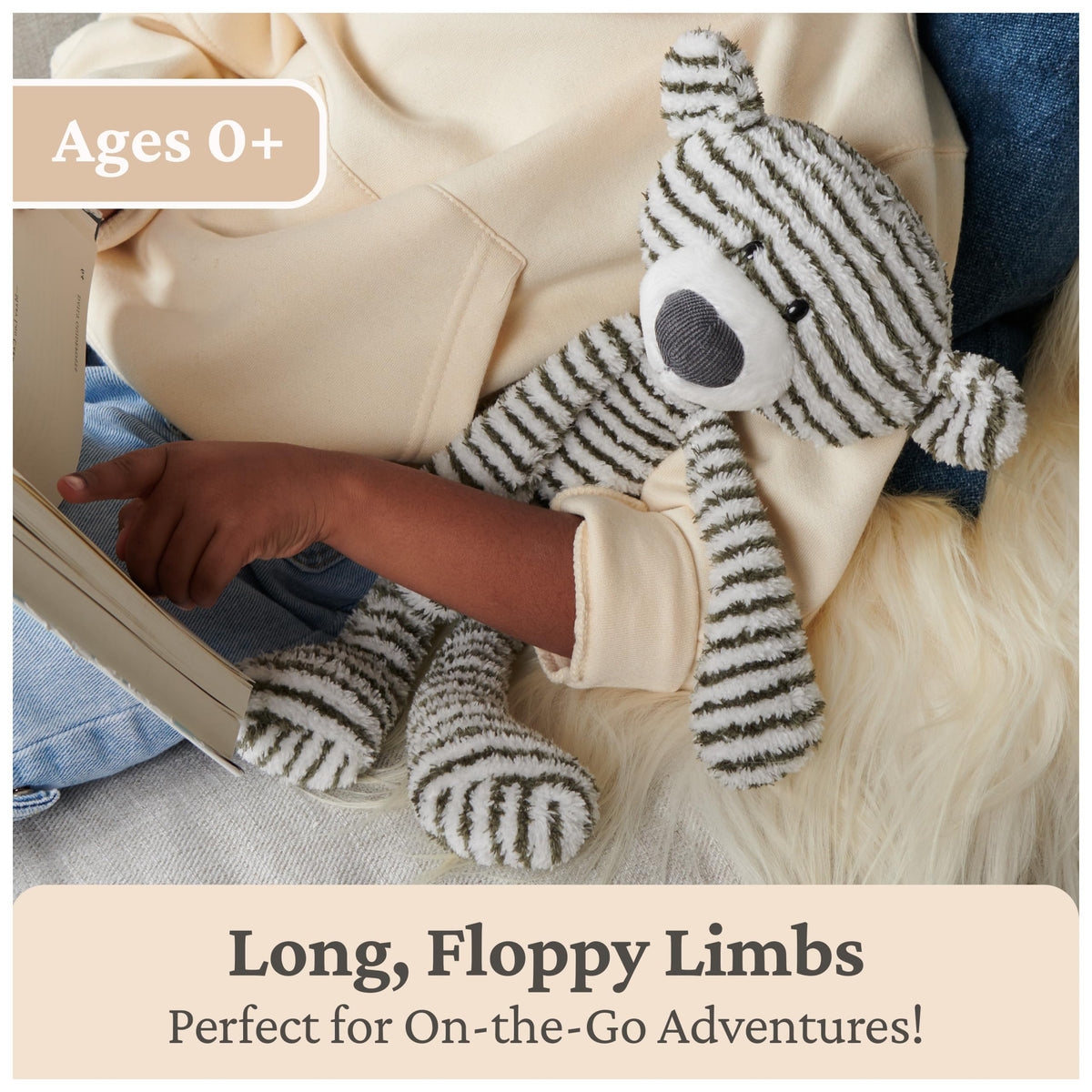 GUND Toothpick Stripes black and white fur pattern close look