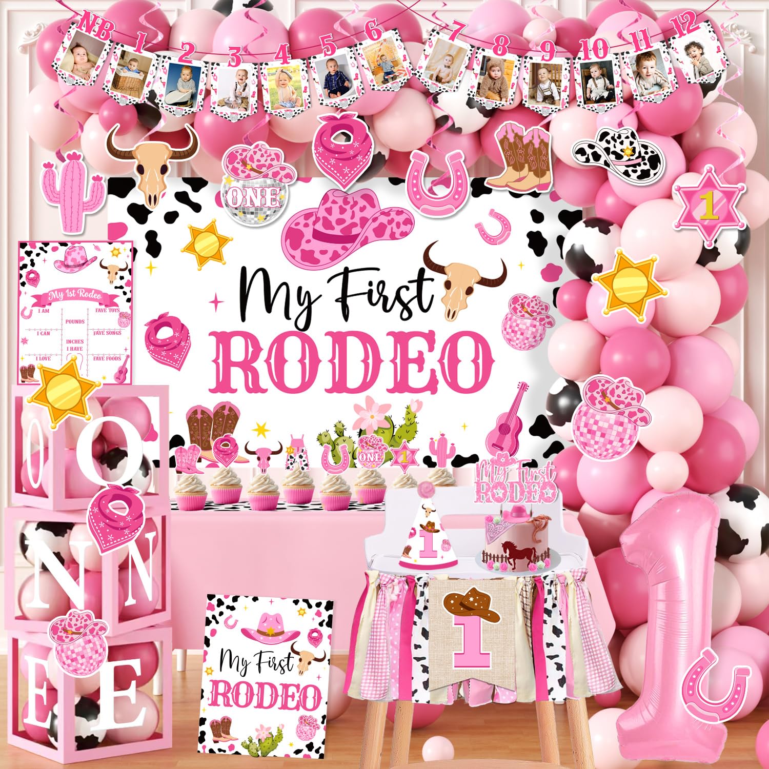 Gupesxu My First Rodeo Decorations – Western Cowgirl 1st Birthday Part ...
