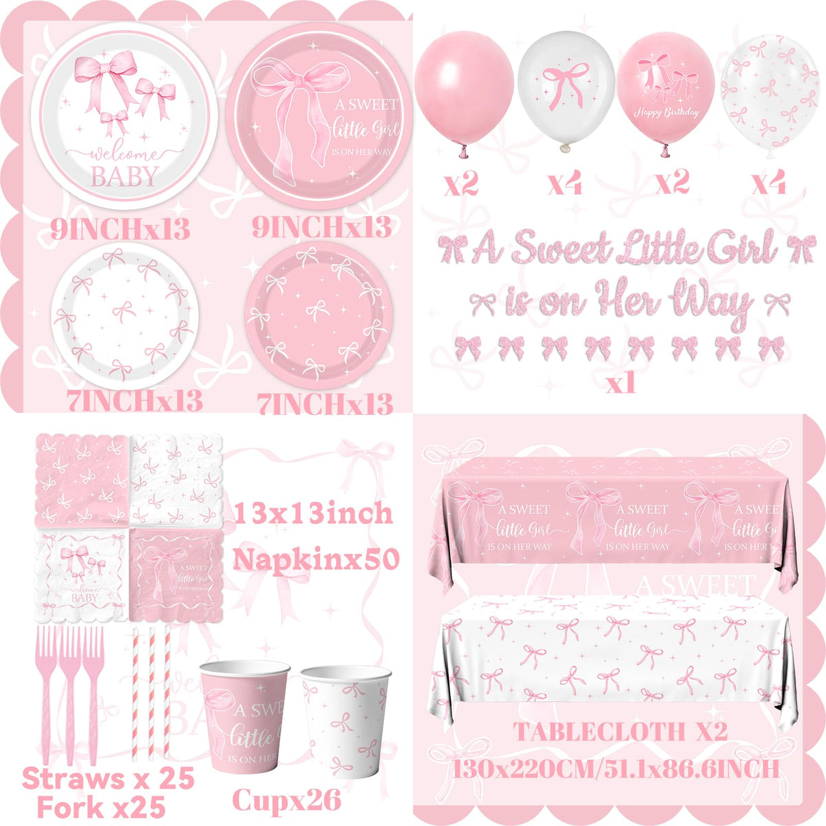 Gupesxu pink bow tableware napkins: soft, absorbent napkins for easy cleanup.