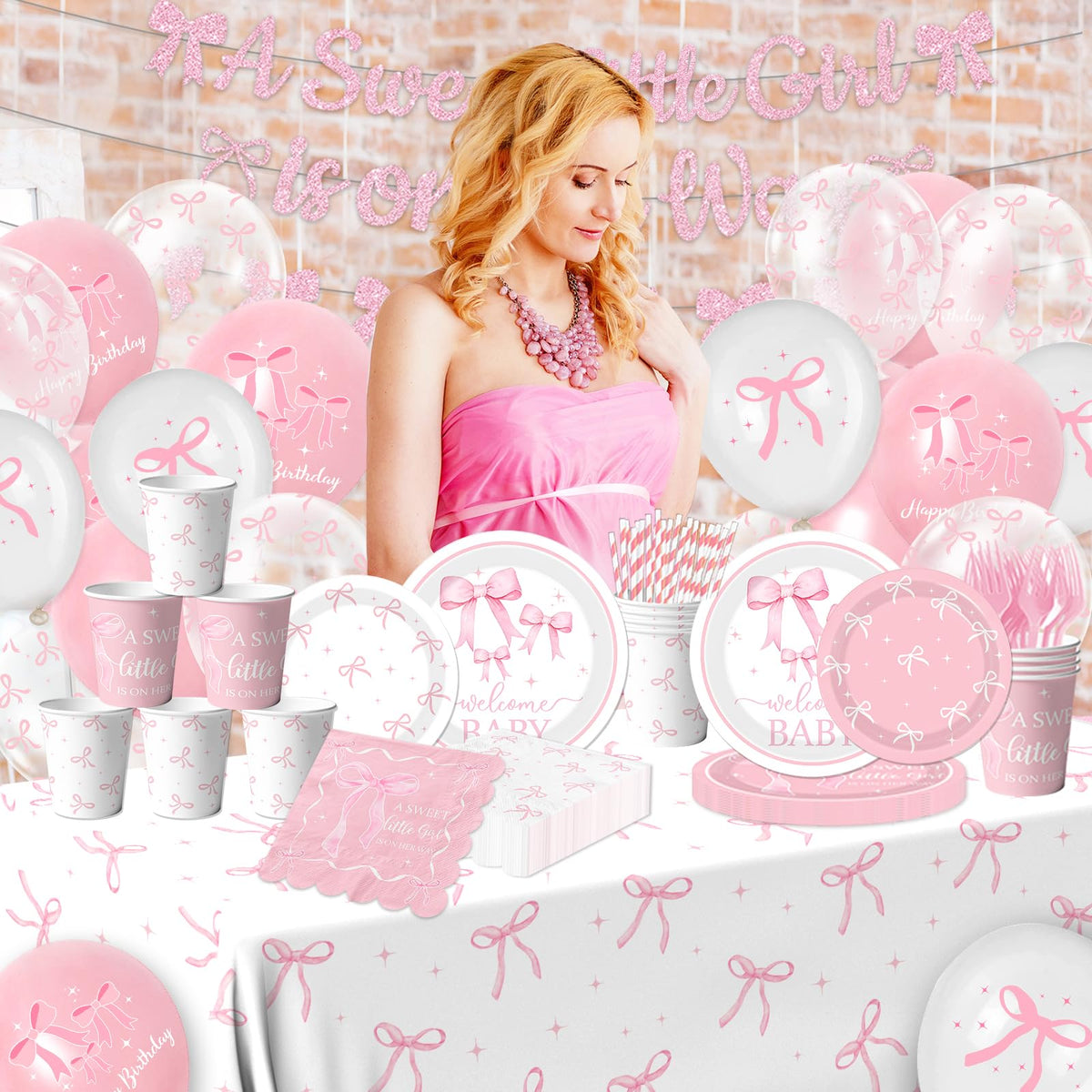 Gupesxu bow balloons: lightweight decor that enhances a dreamy pink theme.