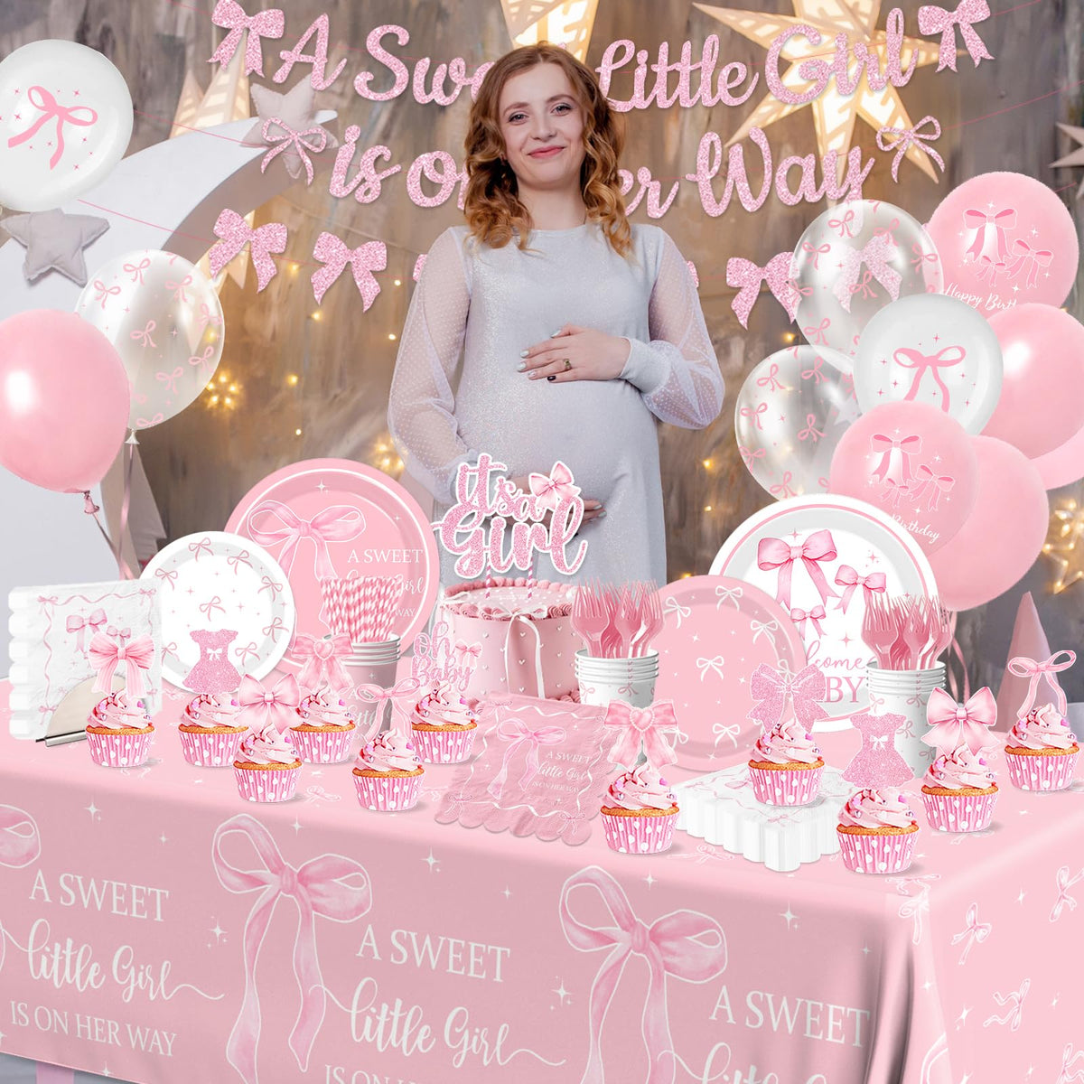 Gupesxu Pink Bow napkins and forks provide practical party essentials