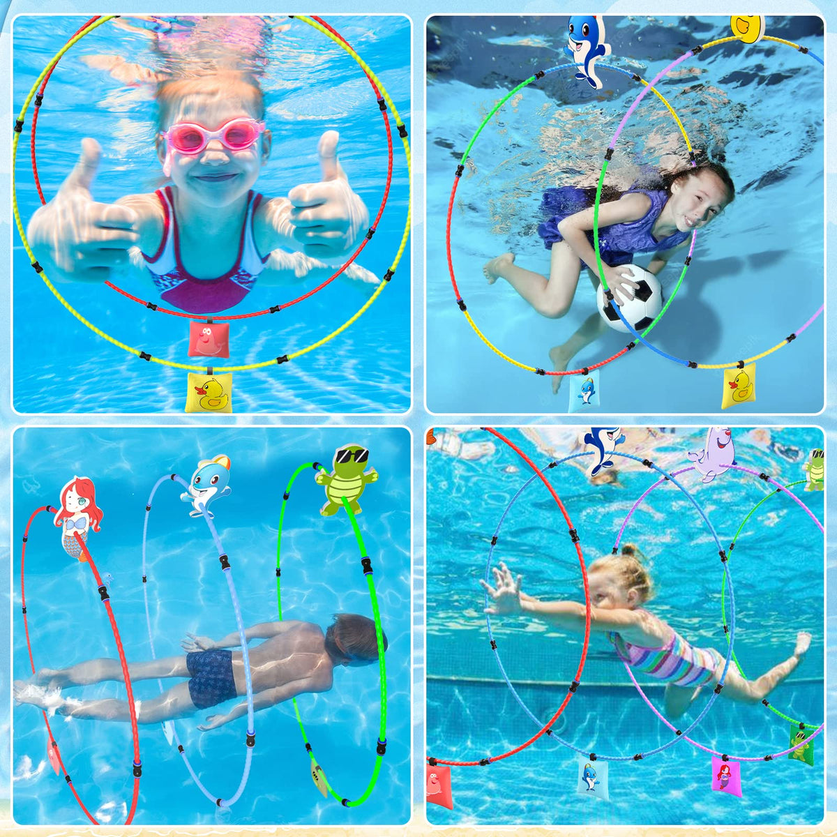 Gushu diving toys purple pool ring, great for group pool games.