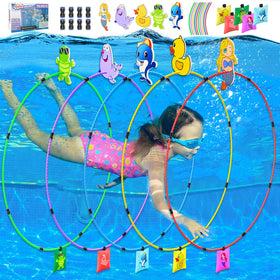Gushu diving toys red pool ring, easy grip for young swimmers.