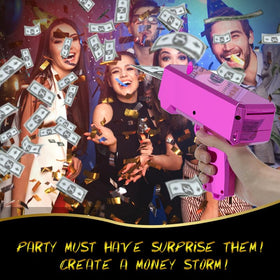 Gusil money gun at a party delivering a lively money rain moment.
