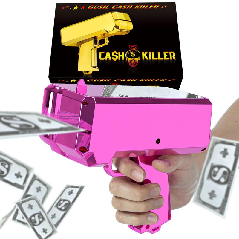 Gusil money gun side view with compact handheld design for easy party use.