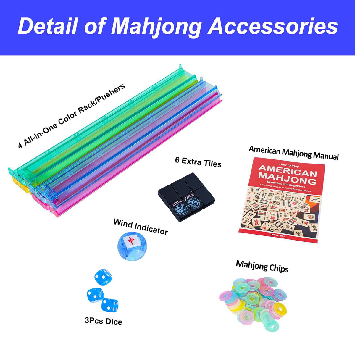GUSTARIA included accessories for a complete home mahjong setup.