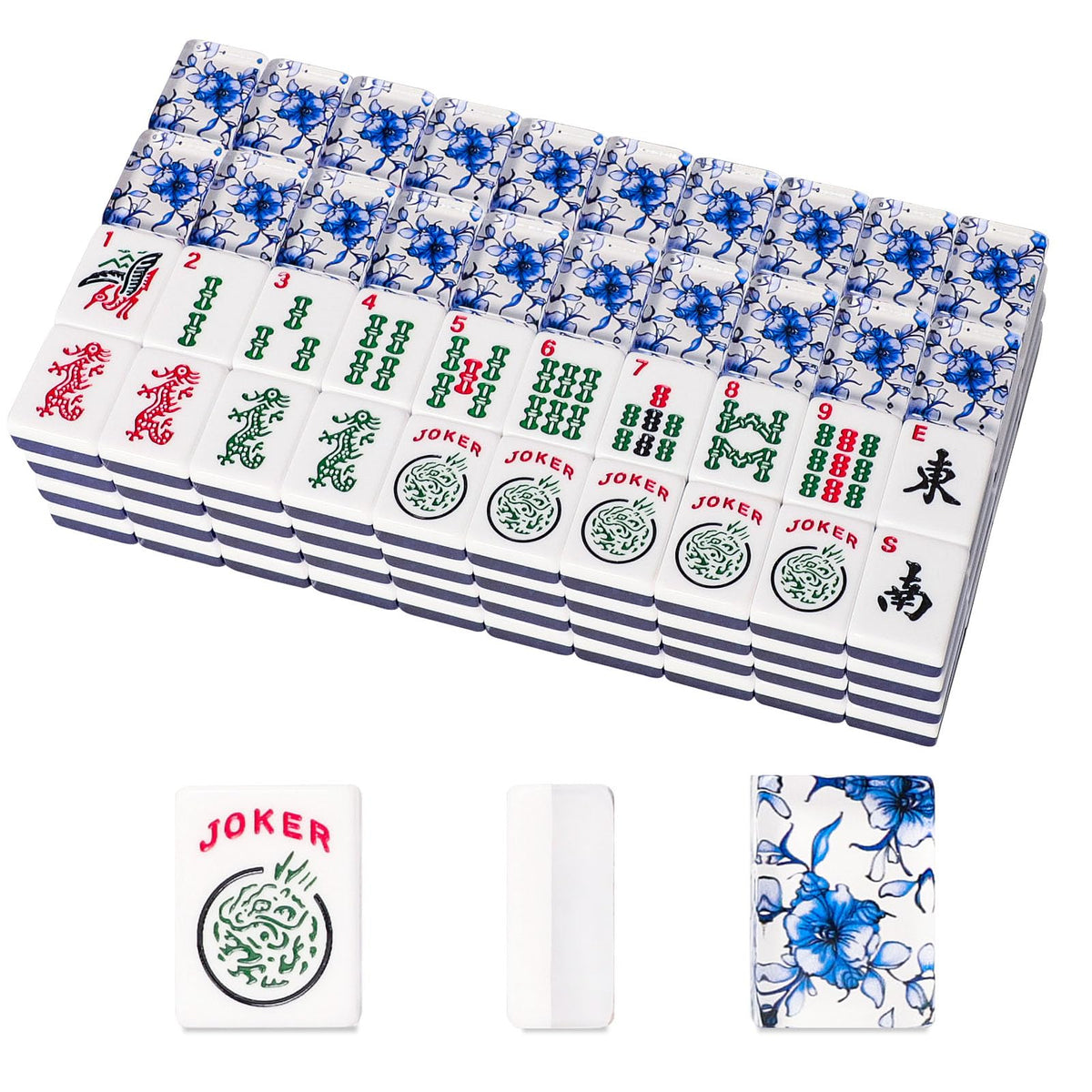 GUSTARIA American Mahjong tiles with blue back pattern for stylish game nights.