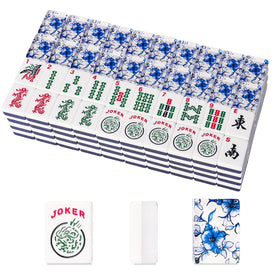 GUSTARIA American Mahjong tiles with blue back pattern for stylish game nights.
