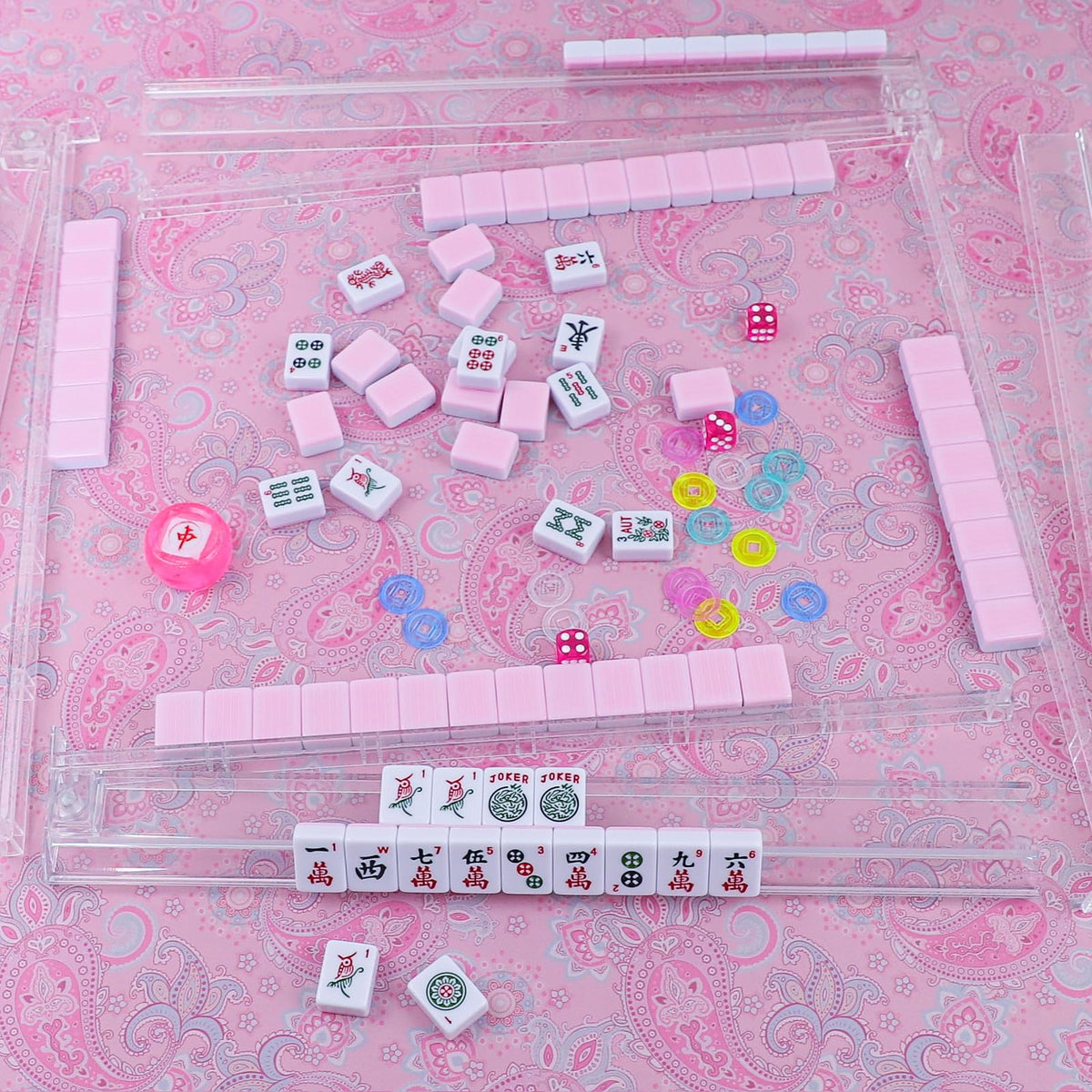 GUSTARIA complete pink mahjong set ready to play