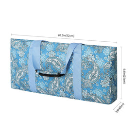 GUSTARIA mahjong bag blue back view showing compact, portable design for travel.