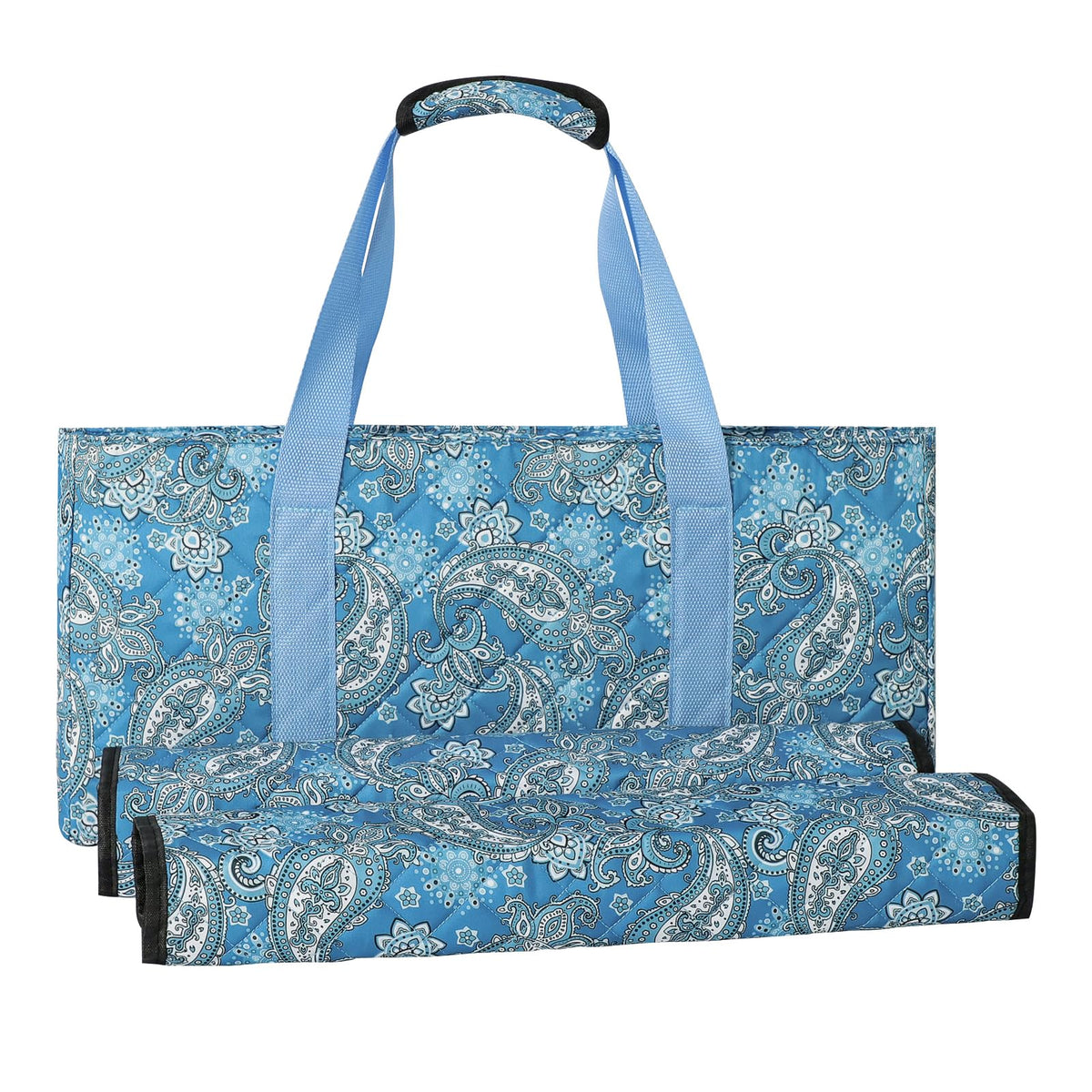GUSTARIA mahjong bag blue front view with roomy interior for a full set.