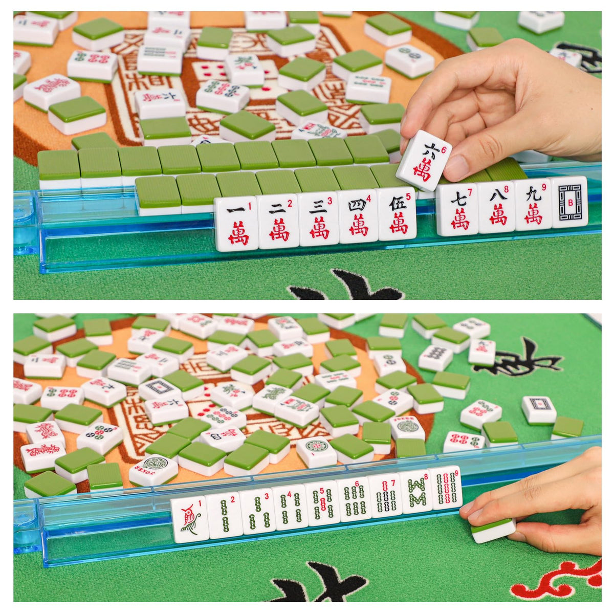 GUSTARIA tiles feature engraved letters and numerals for easy reading during games.