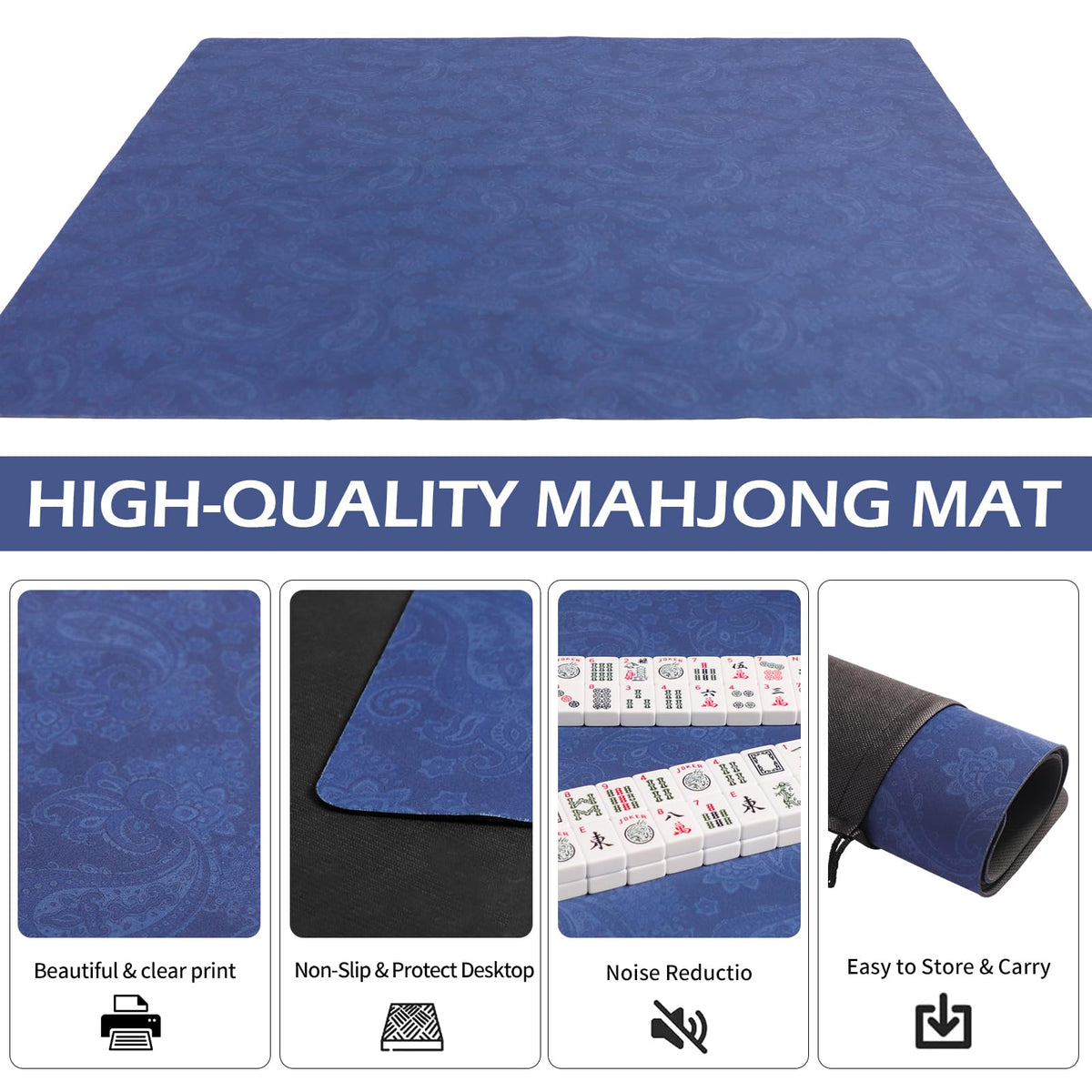 Durable fiber top provides a smooth surface for tiles, cards, and dice