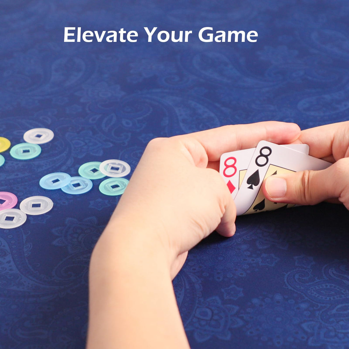Protects table surfaces from wear during poker, mahjong, dominoes, and cards