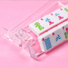 GUSTARIA transparent mahjong rack with pusher ready for play