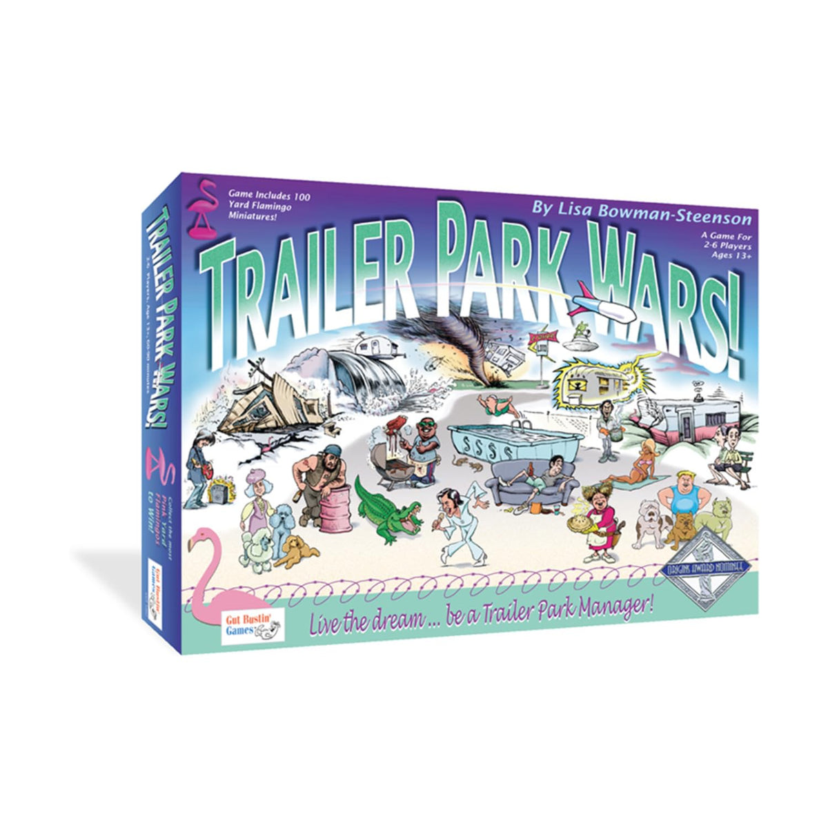 Gut Bustin' Games Trailer Park Wars pink flamingos miniatures for humorous, chaotic gameplay