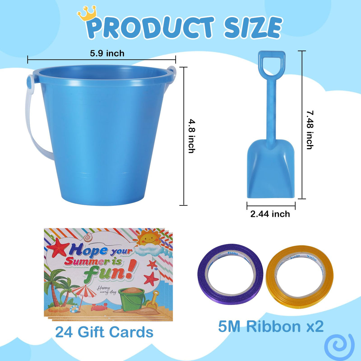 Gutdyfine colorful buckets and shovels close-up highlighting durable plastic and smooth edges