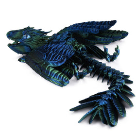 Guwewu Feathered Wyvern Azurewing closeup detail highlights handcrafted textures for display