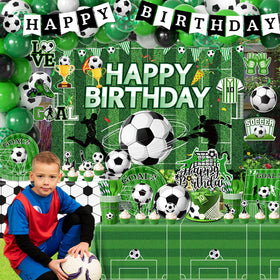 Guzbewu soccer backdrop creates a focal point for the celebration