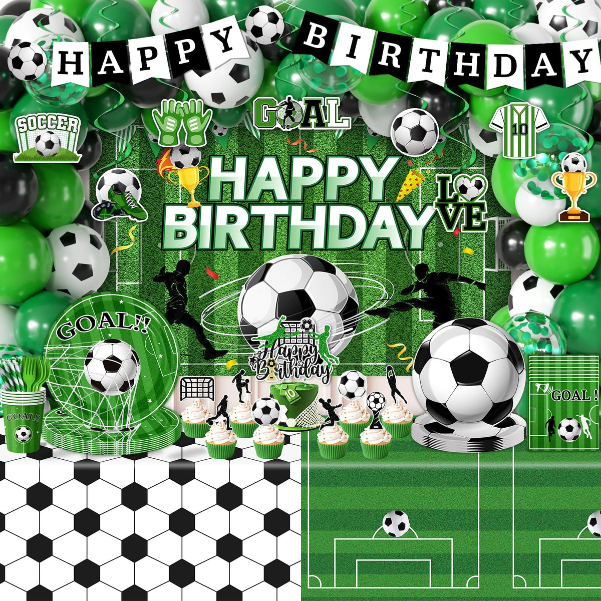 Guzbewu soccer birthday banner enhances the party theme and photo moments