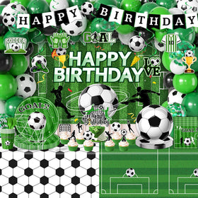 Guzbewu soccer birthday banner enhances the party theme and photo moments