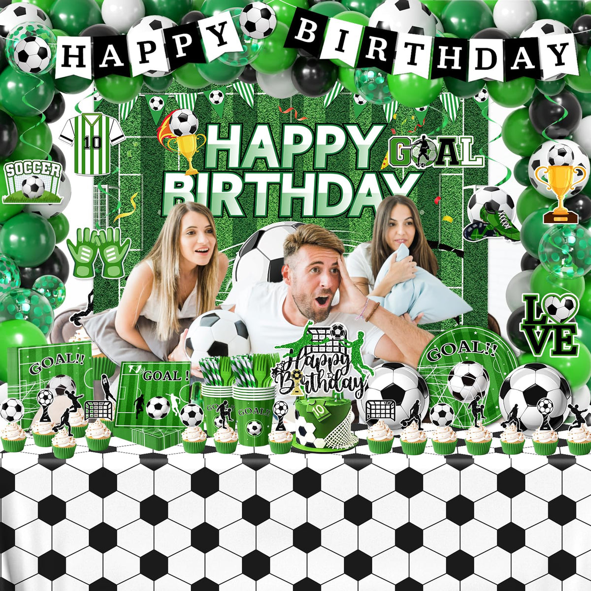 Guzbewu soccer party tableware keeps meals tidy and party-ready