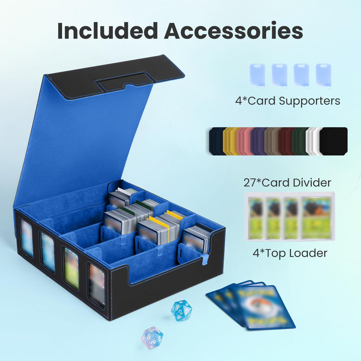 Gvirtcoz four-row card box with removable lid keeps cards organized on the go.