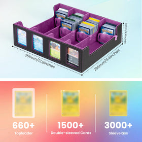 Gvirtcoz four-row deck box filled with cards organized by type.