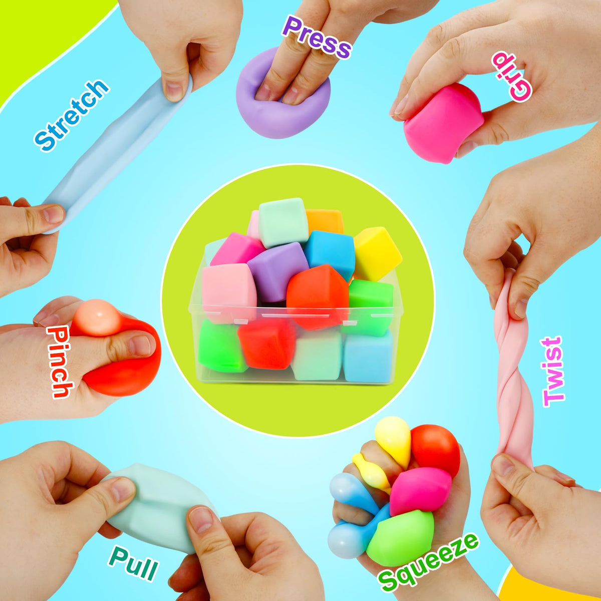 GWAHSA squishy fidget toys 24-pack colorful pieces aid concentration during work