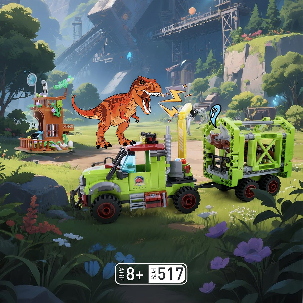 GXJTYYBS Jungle treehouse observation station for elevated dinosaur viewing