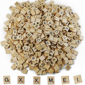 GXXMEI 1000pcs wooden letter tiles spread for spelling practice and crafts.