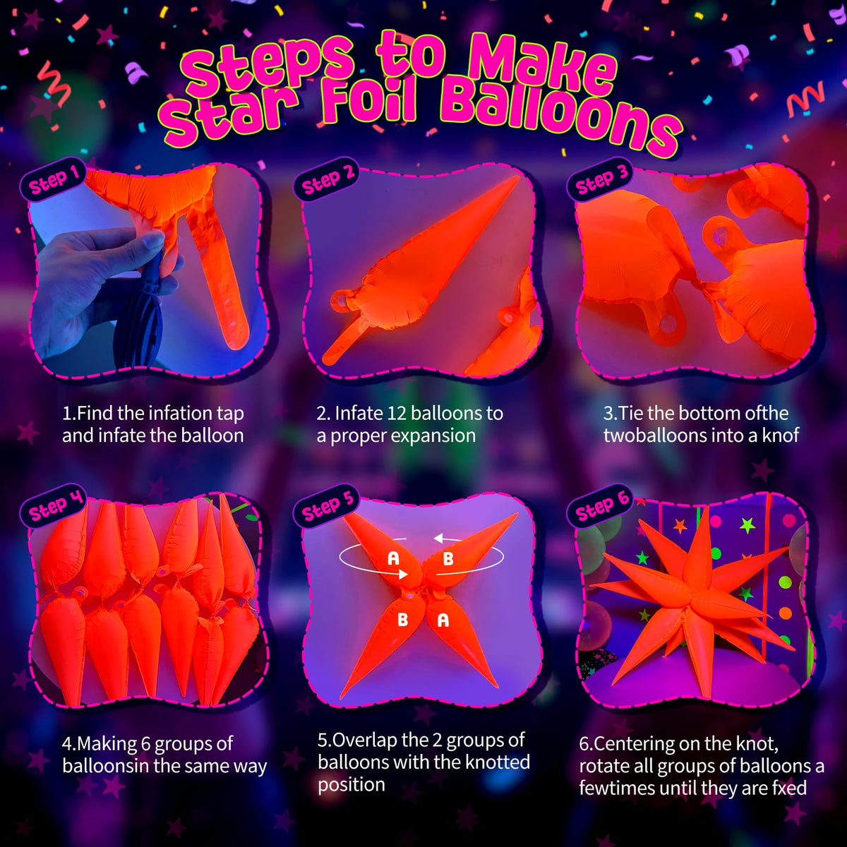 GYIPFIPA UV Neon Latex 12-inch glow balloons add texture to centerpieces