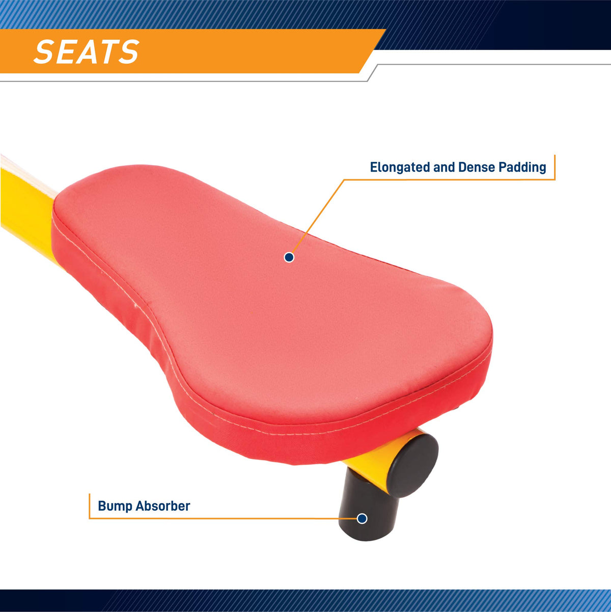 Gym Dandy soft cushioned seats provide comfortable seating for kids during sessions.