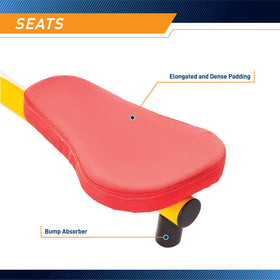 Gym Dandy soft cushioned seats provide comfortable seating for kids during sessions.