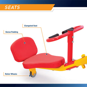 Urethane wheels on Gym Dandy teeter totter for smooth motion
