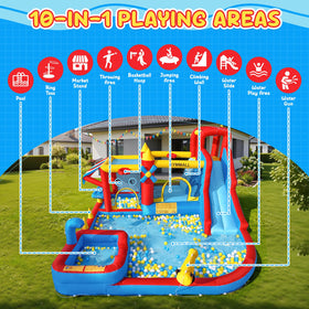GYMMALL 10-in-1 play zone with market stand encourages imaginative play.