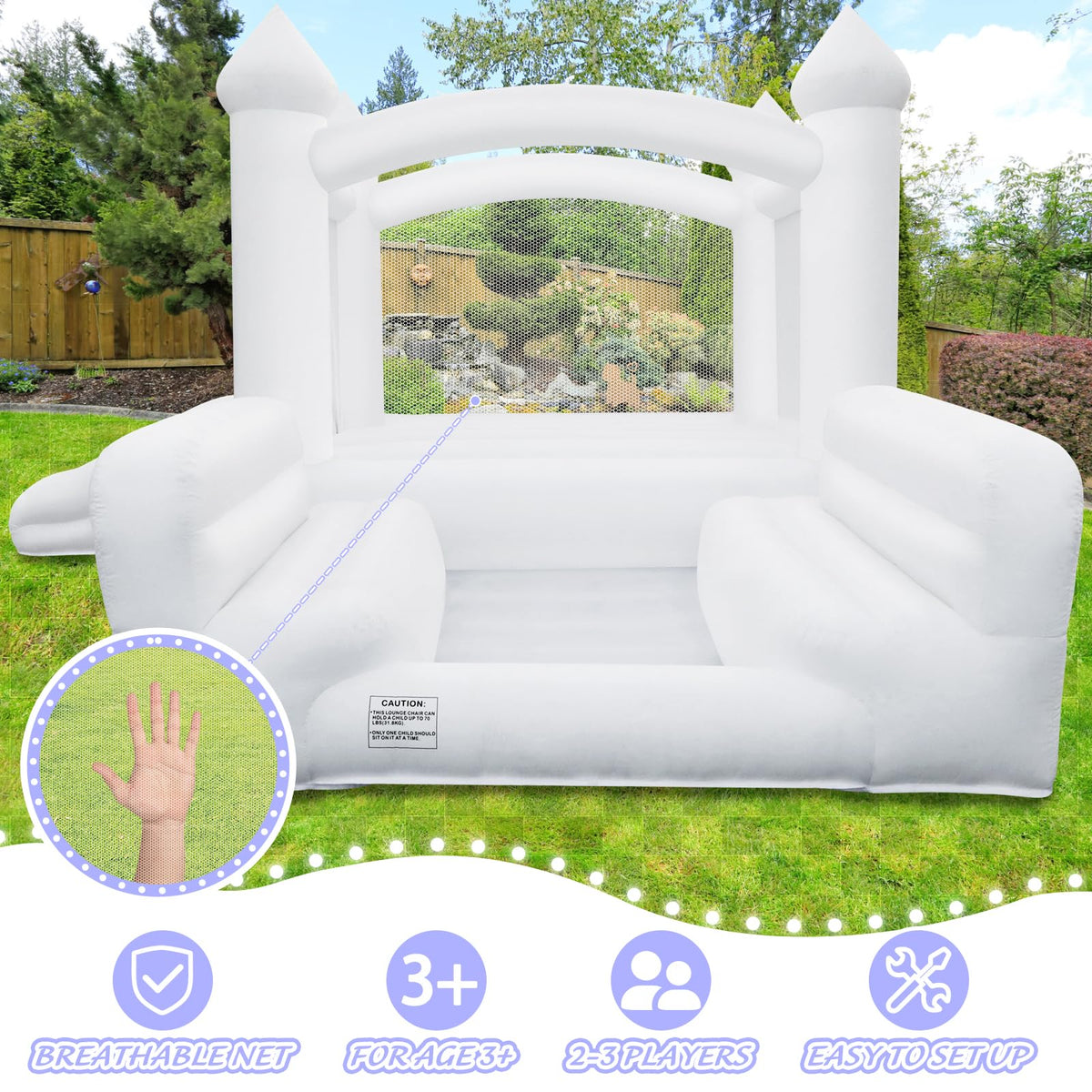 GYMMALL white bounce house 480W blower for quick inflation