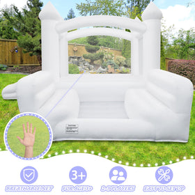GYMMALL white bounce house 480W blower for quick inflation