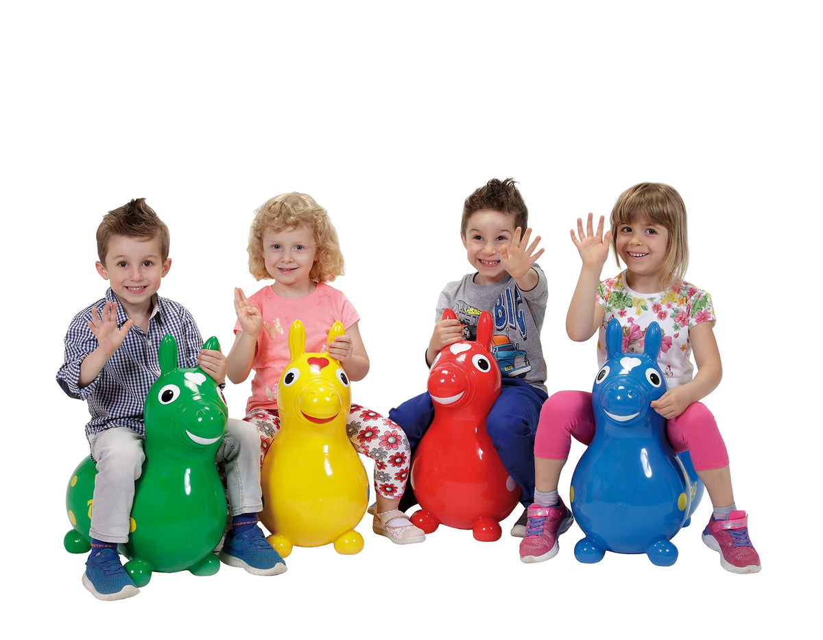 Gymnic Rody Bounce Horse Blue easy inflation with included pump for quick setup