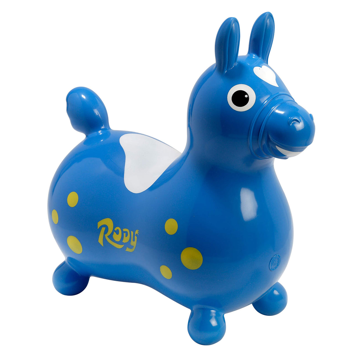 Gymnic Rody Bounce Horse Blue full view shows playful design for active play and balance