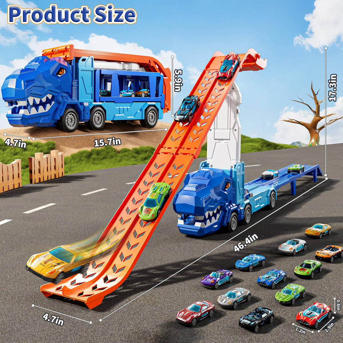 GYYCKTD race track truck toy two-sided storage for easy cleanup