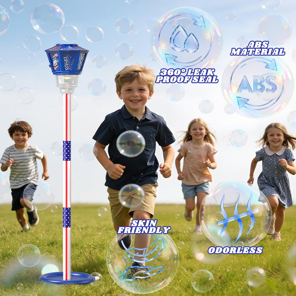 Gzsbaby rechargeable batteries ensure cord-free, extended bubble sessions.
