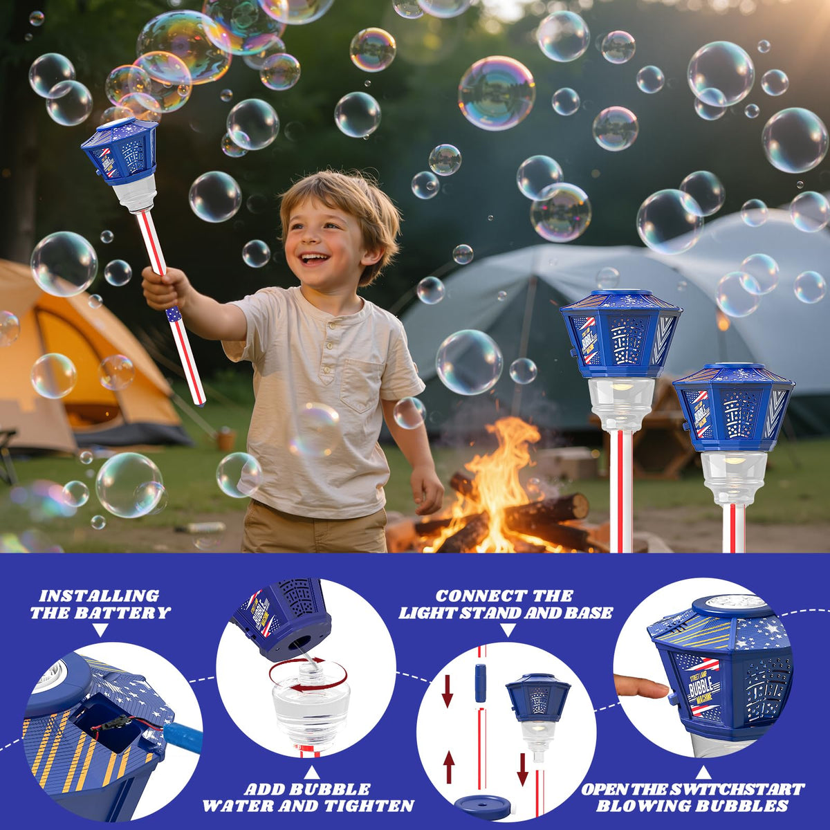 Gzsbaby bubble wand included for easy bubble-blowing fun.