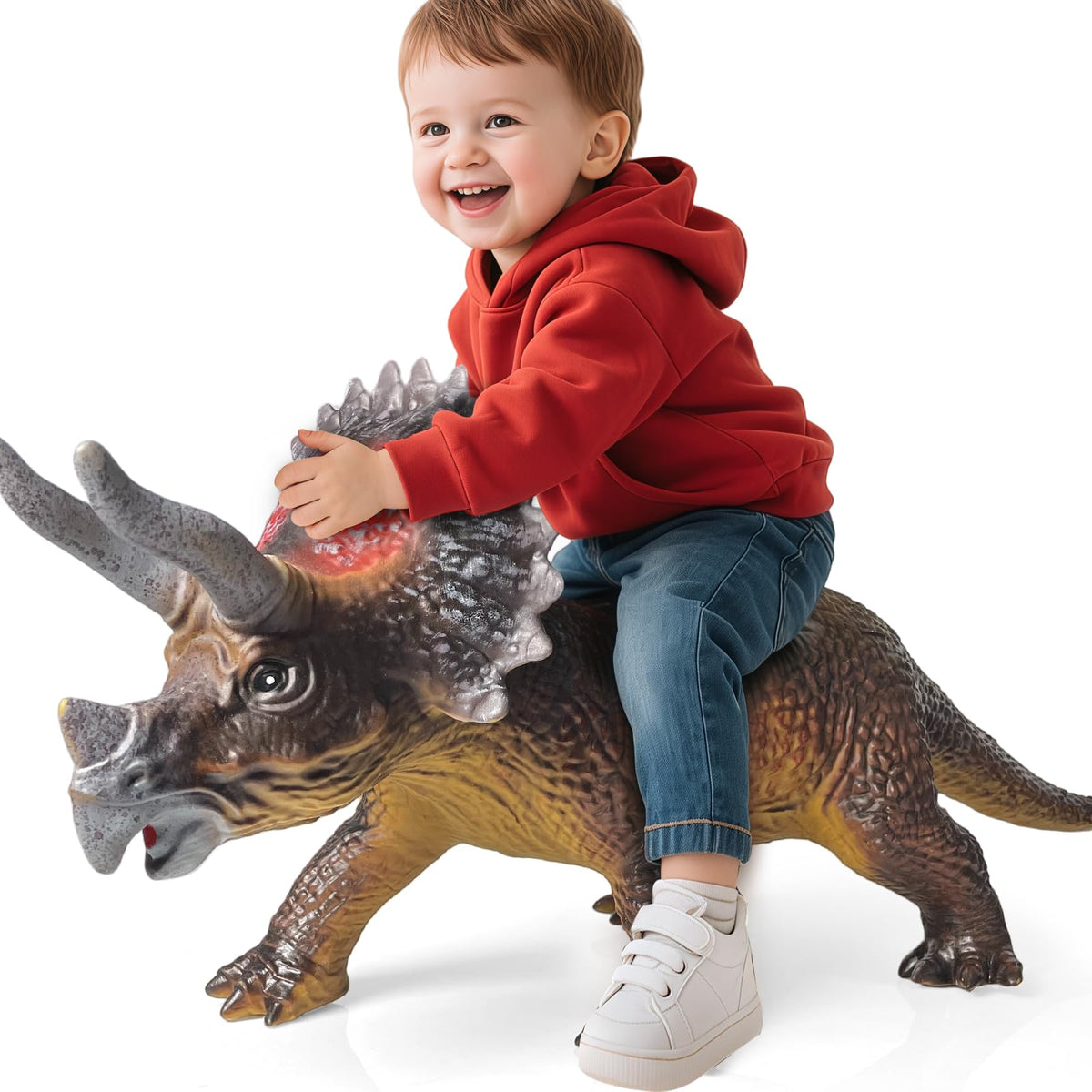 Gzsbaby Dinosaurs King Giant Triceratops front view for dramatic pretend play
