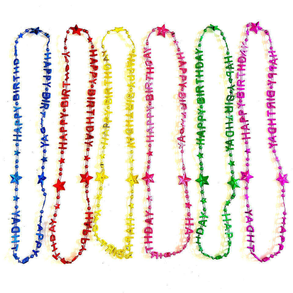 GZYSSL Happy Birthday beads necklace in red, perfect party accessory for photos.