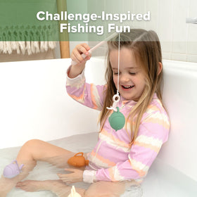 haakaa Bath Toy with weighted upright fish enhances grasping and aiming during bath time.